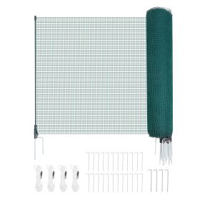 Temporary Fence with Posts, 3 x 98.4 FT Plastic Mesh Fencing, Garden Safety Fences Netting with Double-Spike Stakes & Guy Ropes