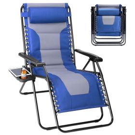 Sleeve-encased zero-gravity chair, heavy-duty outdoor recliner, foldable anti-gravity outdoor leisure chair (Color: blue grey)