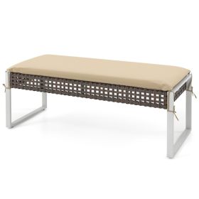43 Inch Patio Rectangle Ottoman with Metal Legs and Seat Cushion (select: 1PC)